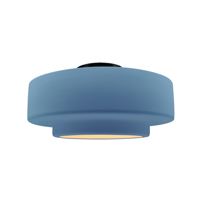 Justice Designs CER-6363-SKBL-MBLK One Light Semi-Flush Mount, Sky Blue