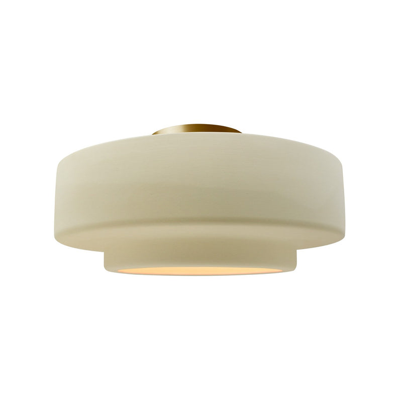 Justice Designs CER-6363-VAN-BRSS One Light Semi-Flush Mount, Vanilla (Gloss)