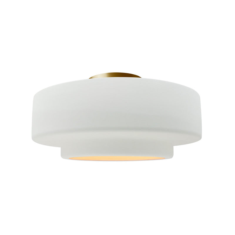 Justice Designs CER-6363-WHT-BRSS One Light Semi-Flush Mount, Gloss White