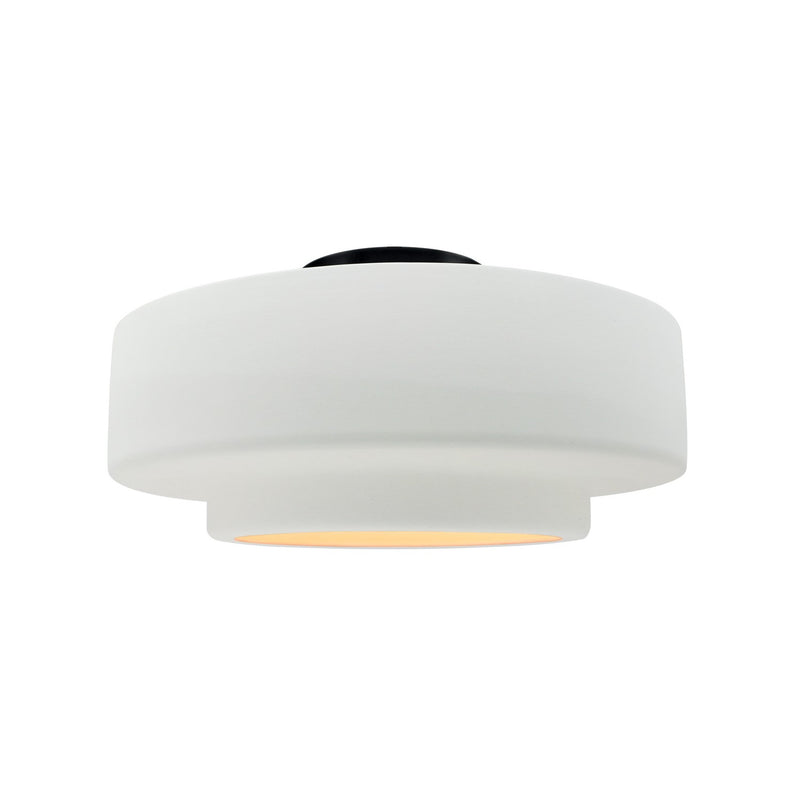 Justice Designs CER-6363-WTWT-MBLK One Light Semi-Flush Mount, Gloss White (outside and inside of fixture)