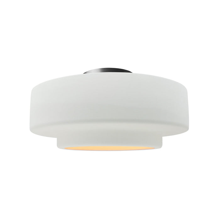 Justice Designs CER-6363-WTWT-NCKL One Light Semi-Flush Mount, Gloss White (outside and inside of fixture)