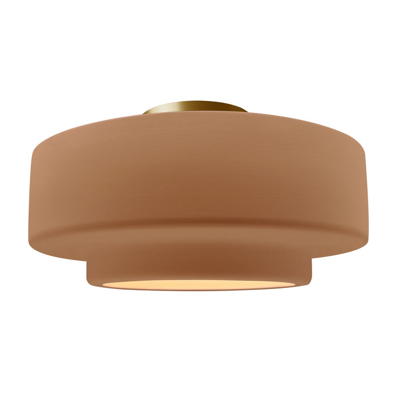 Justice Designs CER-6365-ADOB-BRSS One Light Semi-Flush Mount, Adobe