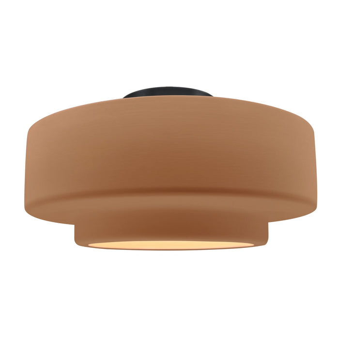 Justice Designs CER-6365-ADOB-MBLK One Light Semi-Flush Mount, Adobe