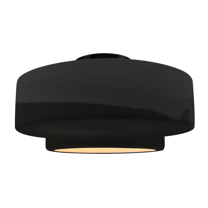 Justice Designs CER-6365-BKMT-MBLK One Light Semi-Flush Mount, Gloss Black w/ Matte White