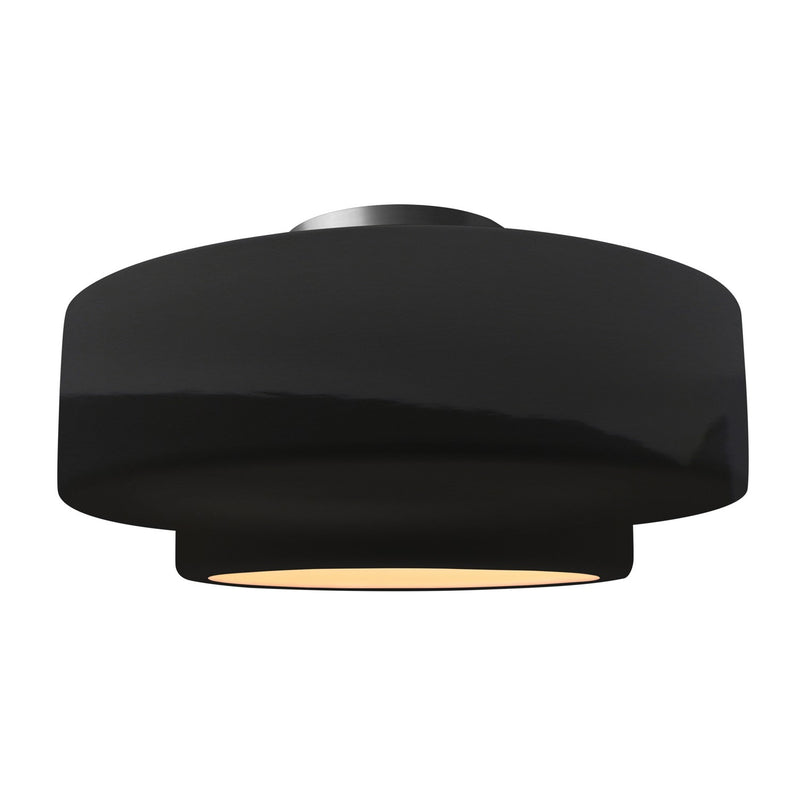 Justice Designs CER-6365-BKMT-NCKL One Light Semi-Flush Mount, Gloss Black w/ Matte White