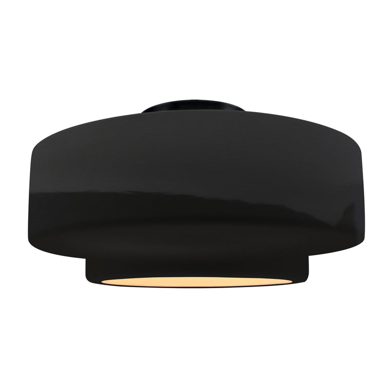 Justice Designs CER-6365-BLK-MBLK One Light Semi-Flush Mount, Gloss Black