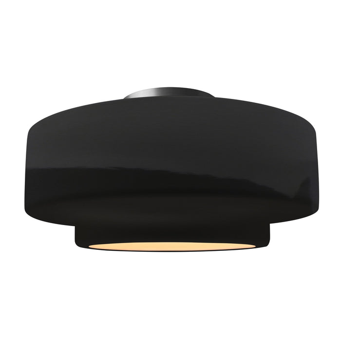 Justice Designs CER-6365-BLK-NCKL One Light Semi-Flush Mount, Gloss Black