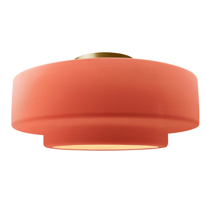 Justice Designs CER-6365-BSH-BRSS One Light Semi-Flush Mount, Gloss Blush