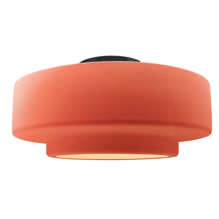 Justice Designs CER-6365-BSH-MBLK One Light Semi-Flush Mount, Gloss Blush