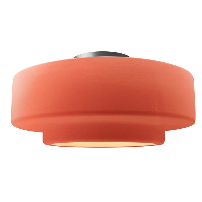 Justice Designs CER-6365-BSH-NCKL One Light Semi-Flush Mount, Gloss Blush