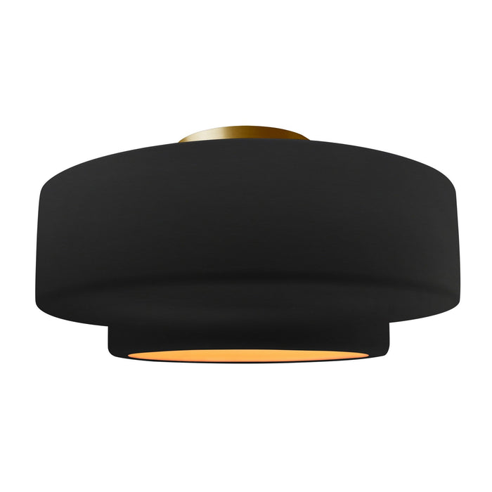 Justice Designs CER-6365-CBGD-BRSS One Light Semi-Flush Mount, Carbon Matte Black w/ Champagne Gold