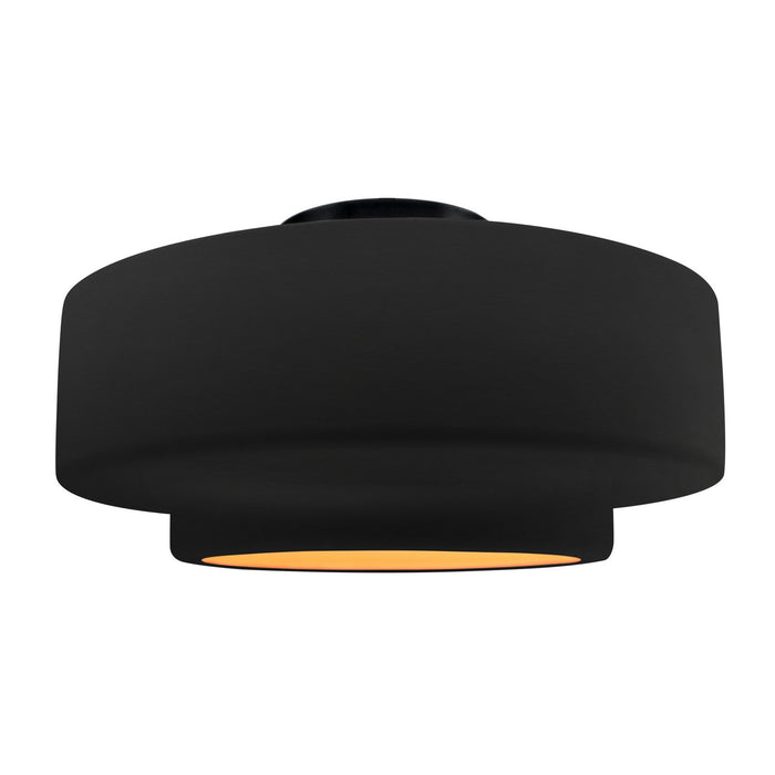 Justice Designs CER-6365-CBGD-MBLK One Light Semi-Flush Mount, Carbon Matte Black w/ Champagne Gold