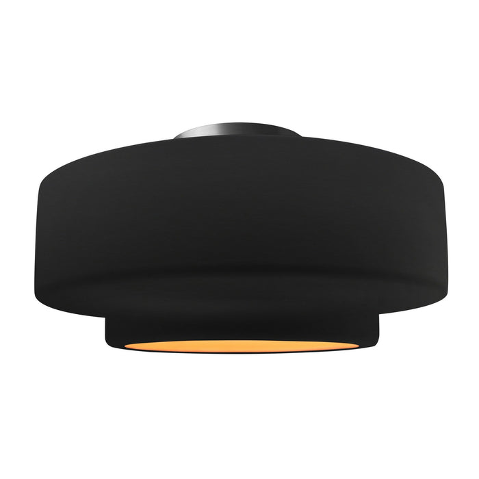 Justice Designs CER-6365-CBGD-NCKL One Light Semi-Flush Mount, Carbon Matte Black w/ Champagne Gold