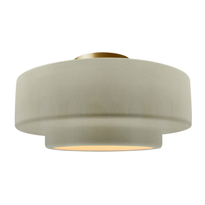 Justice Designs CER-6365-CKC-BRSS One Light Semi-Flush Mount, Celadon Green Crackle
