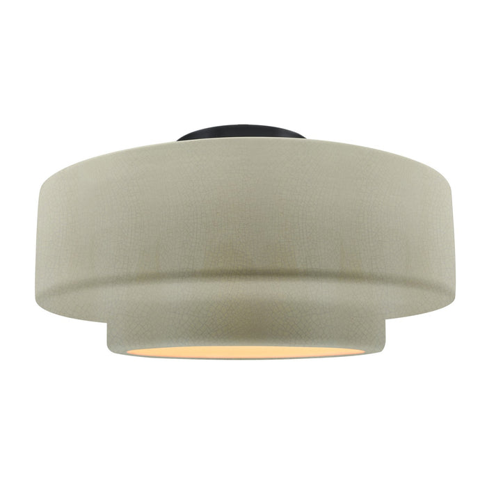 Justice Designs CER-6365-CKC-MBLK One Light Semi-Flush Mount, Celadon Green Crackle