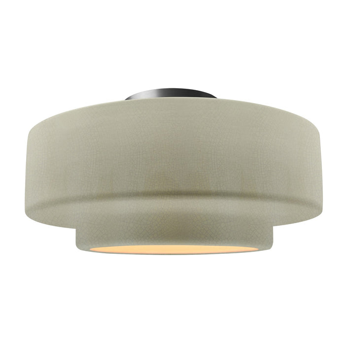 Justice Designs CER-6365-CKC-NCKL One Light Semi-Flush Mount, Celadon Green Crackle
