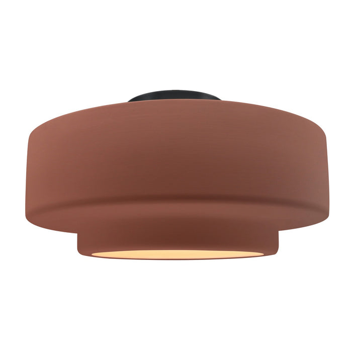 Justice Designs CER-6365-CLAY-MBLK One Light Semi-Flush Mount, Canyon Clay