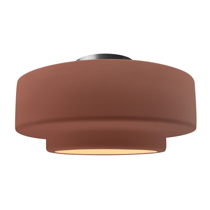 Justice Designs CER-6365-CLAY-NCKL One Light Semi-Flush Mount, Canyon Clay