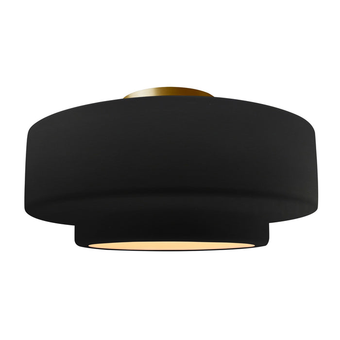 Justice Designs CER-6365-CRB-BRSS One Light Semi-Flush Mount, Carbon - Matte Black
