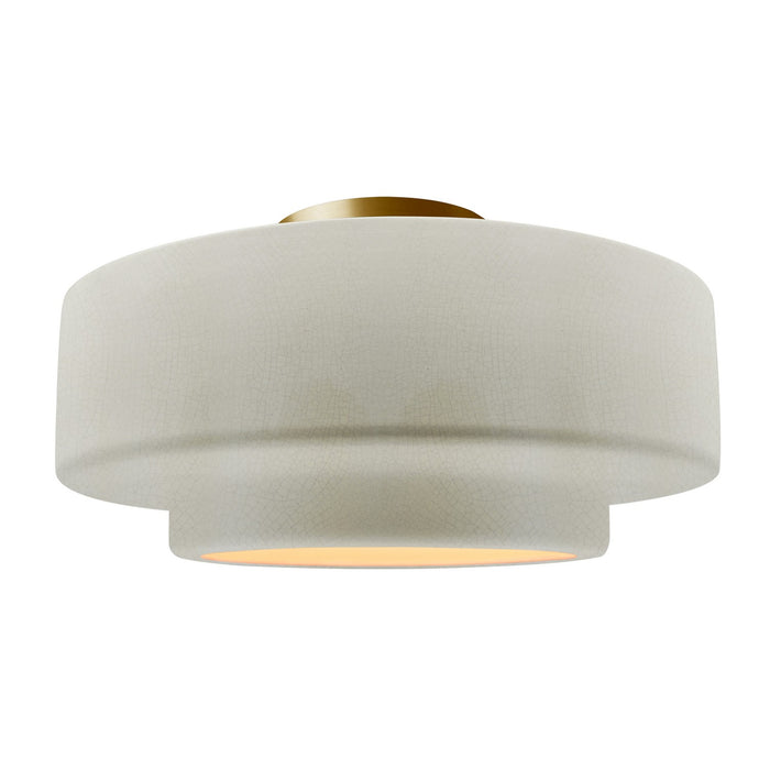 Justice Designs CER-6365-CRK-BRSS One Light Semi-Flush Mount, White Crackle