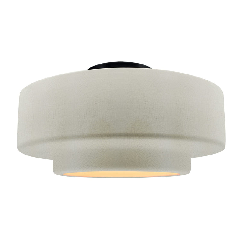 Justice Designs CER-6365-CRK-MBLK One Light Semi-Flush Mount, White Crackle