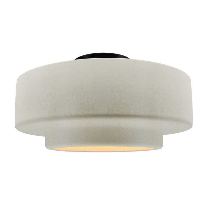 Justice Designs CER-6365-CRK-MBLK One Light Semi-Flush Mount, White Crackle