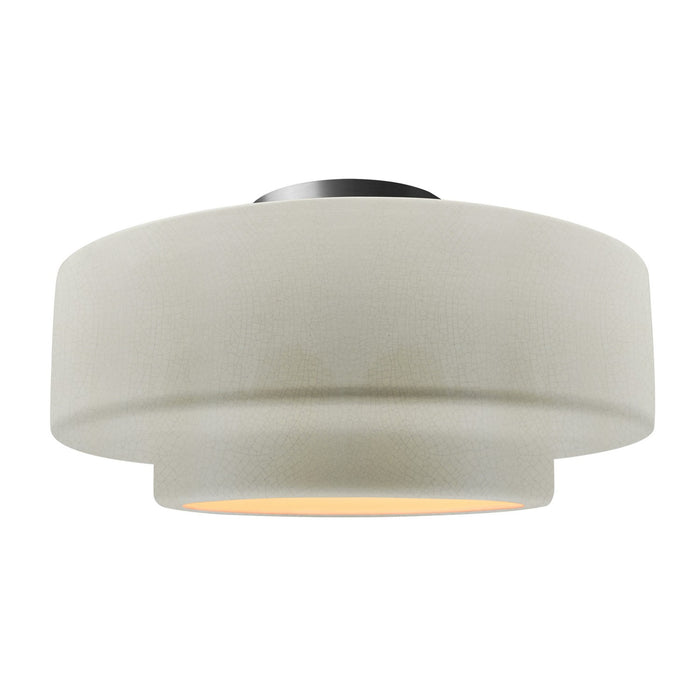 Justice Designs CER-6365-CRK-NCKL One Light Semi-Flush Mount, White Crackle