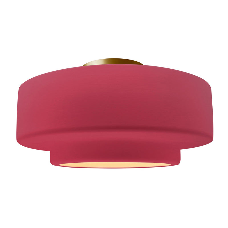 Justice Designs CER-6365-CRSE-BRSS One Light Semi-Flush Mount, Cerise