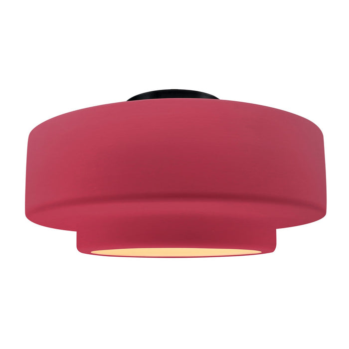 Justice Designs CER-6365-CRSE-MBLK One Light Semi-Flush Mount, Cerise