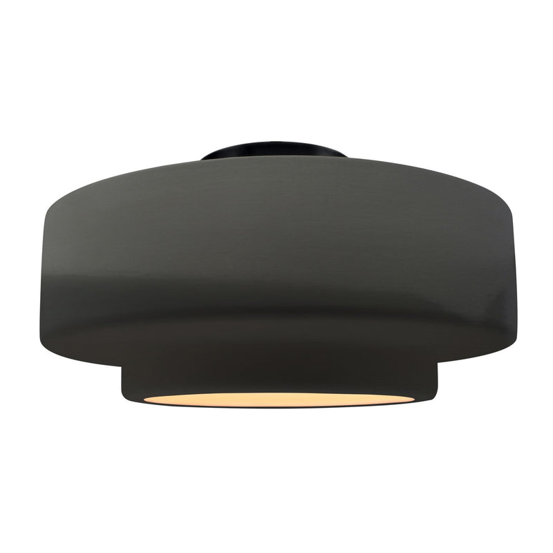 Justice Designs CER-6365-GRY-MBLK One Light Semi-Flush Mount, Gloss Grey