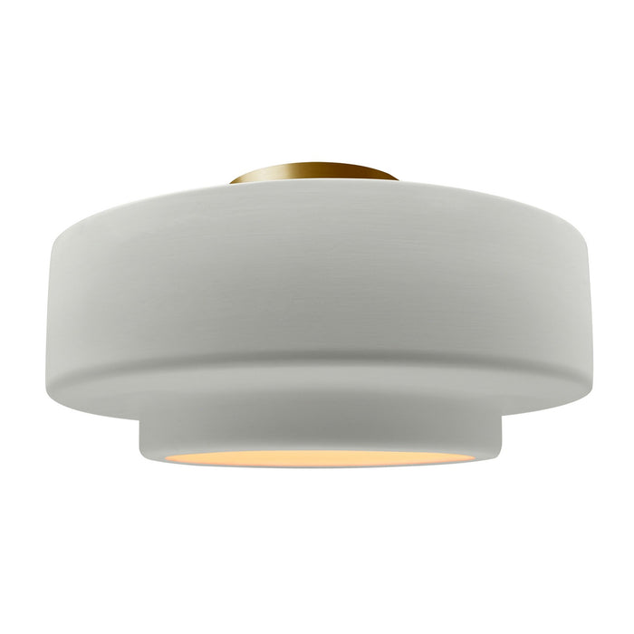 Justice Designs CER-6365-MAT-BRSS One Light Semi-Flush Mount, Matte White