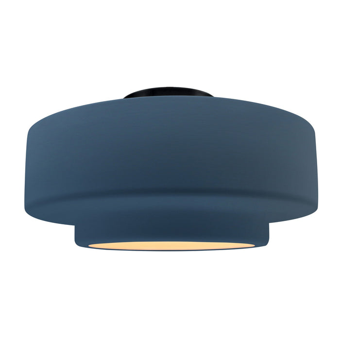 Justice Designs CER-6365-MDMT-MBLK One Light Semi-Flush Mount, Midnight Sky w/ Matte White