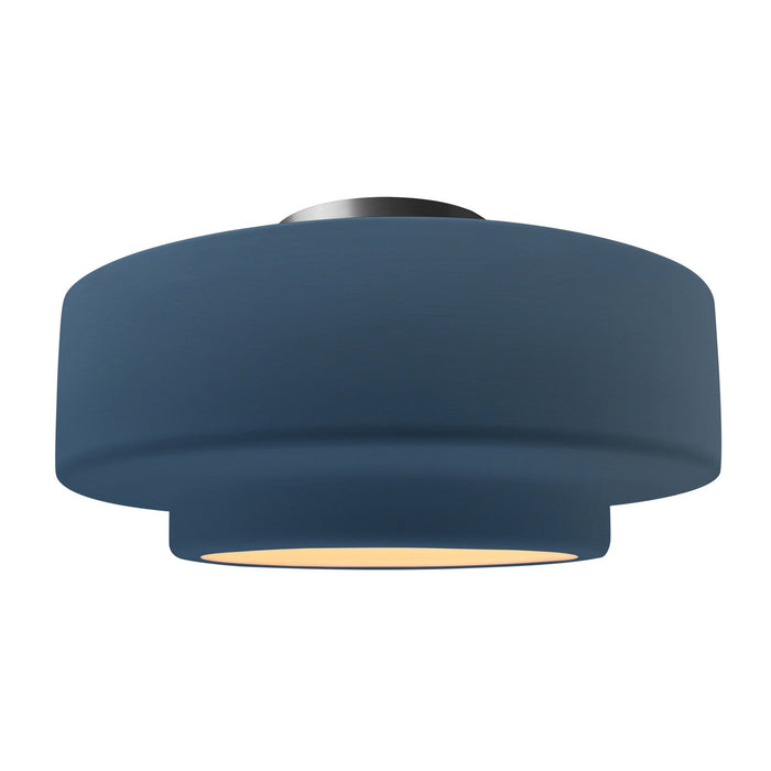 Justice Designs CER-6365-MDMT-NCKL One Light Semi-Flush Mount, Midnight Sky w/ Matte White