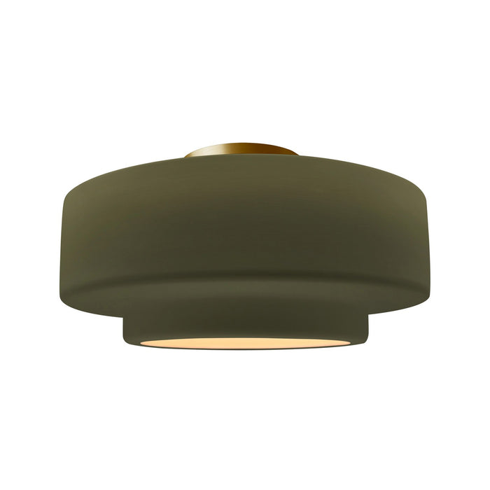 Justice Designs CER-6365-MGRN-BRSS One Light Semi-Flush Mount, Matte Green