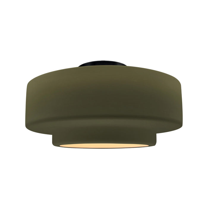 Justice Designs CER-6365-MGRN-MBLK One Light Semi-Flush Mount, Matte Green