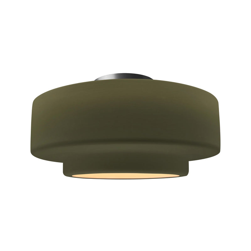 Justice Designs CER-6365-MGRN-NCKL One Light Semi-Flush Mount, Matte Green