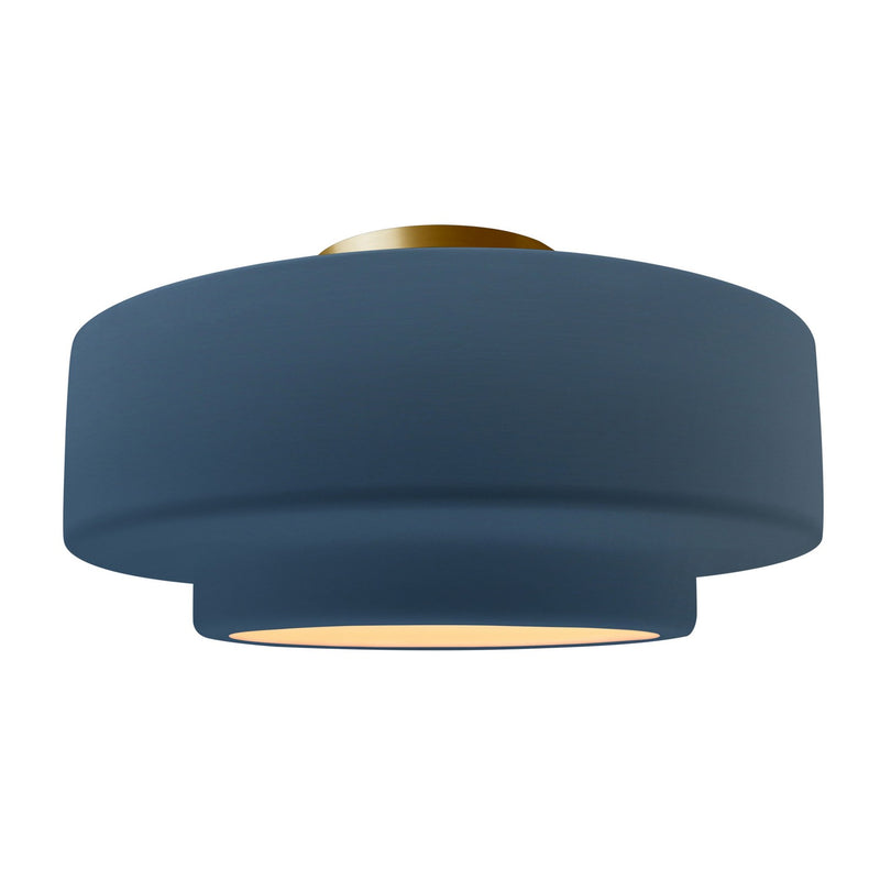 Justice Designs CER-6365-MID-BRSS One Light Semi-Flush Mount, Midnight Sky