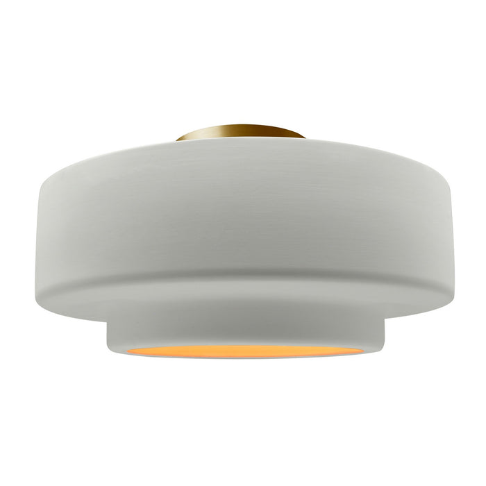 Justice Designs CER-6365-MTGD-BRSS One Light Semi-Flush Mount, Matte White w/ Champagne Gold