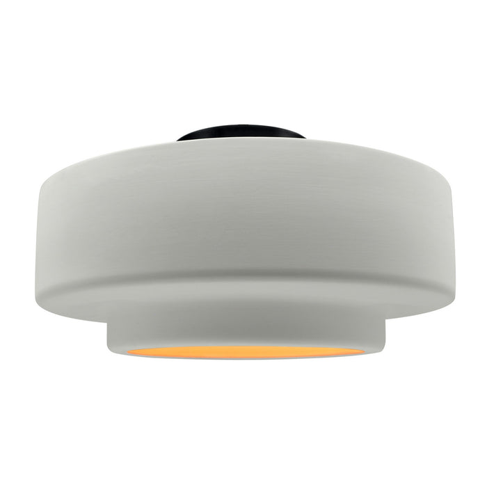 Justice Designs CER-6365-MTGD-MBLK One Light Semi-Flush Mount, Matte White w/ Champagne Gold