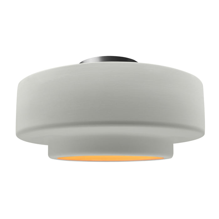 Justice Designs CER-6365-MTGD-NCKL One Light Semi-Flush Mount, Matte White w/ Champagne Gold