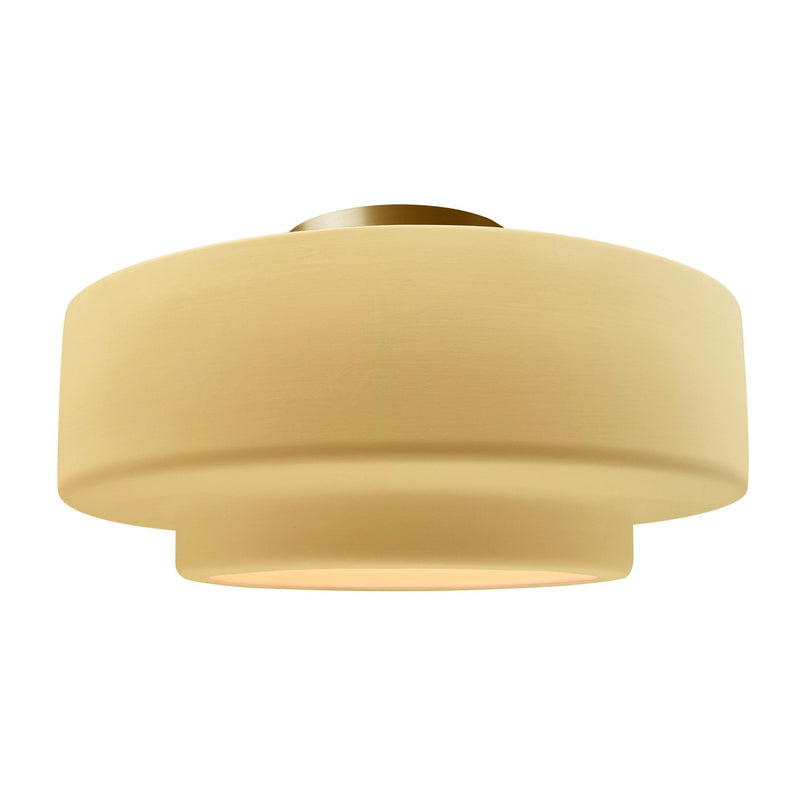 Justice Designs CER-6365-MYLW-BRSS One Light Semi-Flush Mount, Muted Yellow