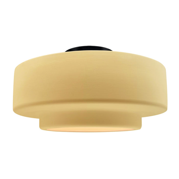 Justice Designs CER-6365-MYLW-MBLK One Light Semi-Flush Mount, Muted Yellow