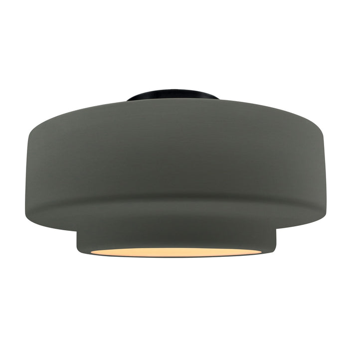Justice Designs CER-6365-PWGN-MBLK One Light Semi-Flush Mount, Pewter Green