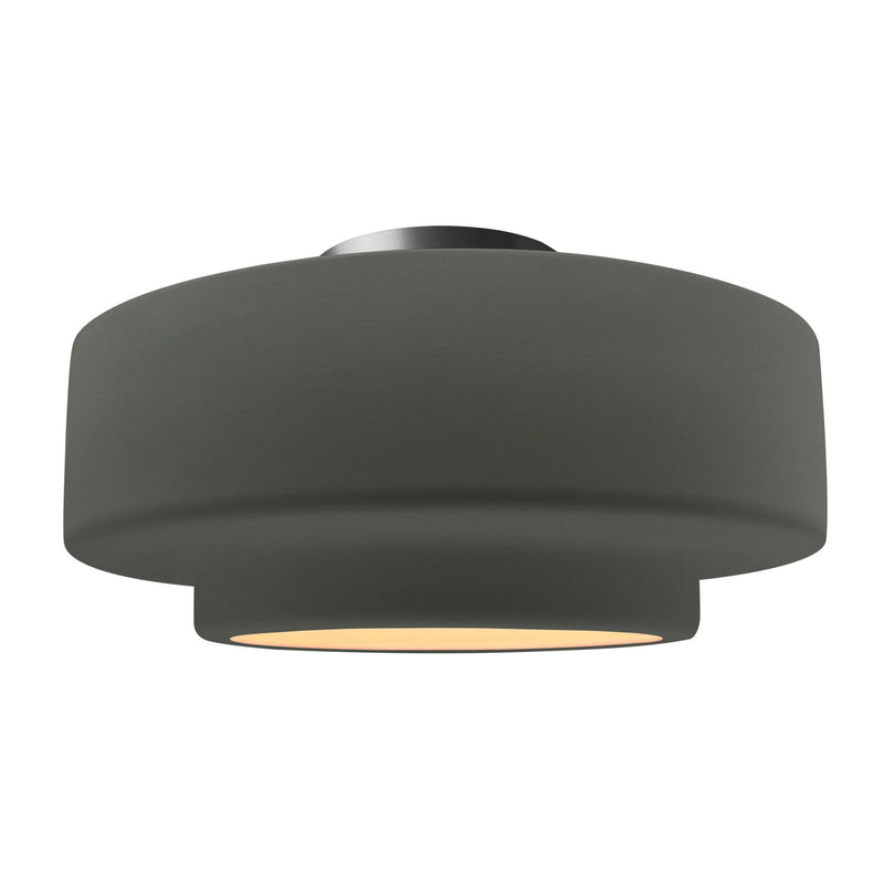 Justice Designs CER-6365-PWGN-NCKL One Light Semi-Flush Mount, Pewter Green
