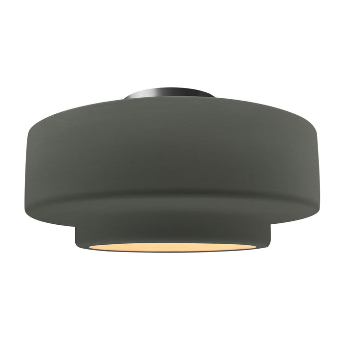 Justice Designs CER-6365-PWGN-NCKL One Light Semi-Flush Mount, Pewter Green