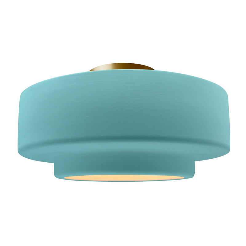 Justice Designs CER-6365-RFPL-BRSS One Light Semi-Flush Mount, Reflecting Pool