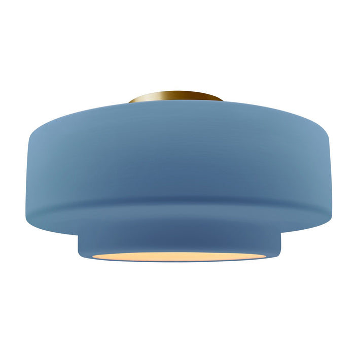 Justice Designs CER-6365-SKBL-BRSS One Light Semi-Flush Mount, Sky Blue