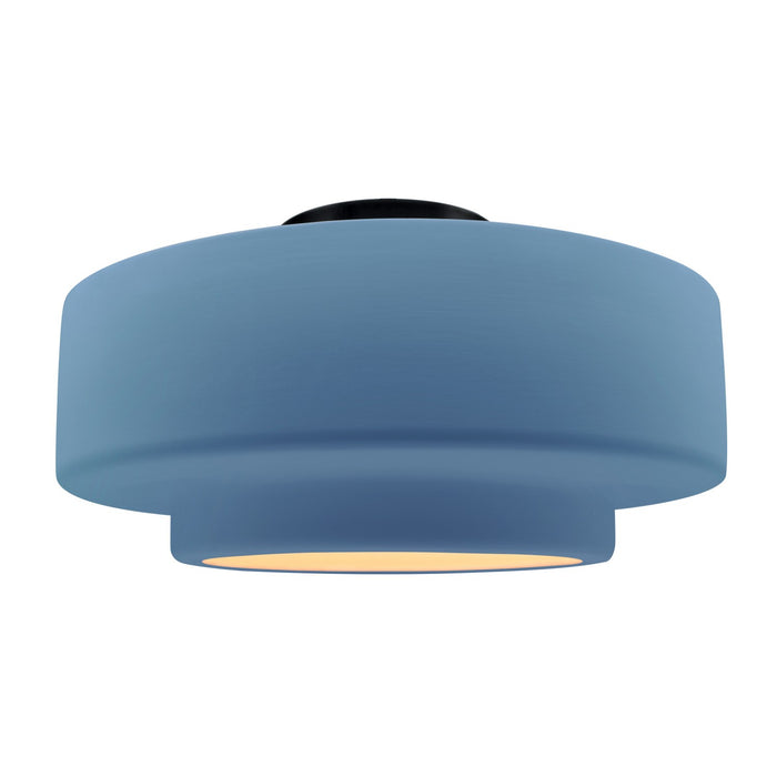 Justice Designs CER-6365-SKBL-MBLK One Light Semi-Flush Mount, Sky Blue