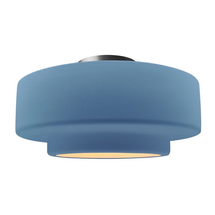 Justice Designs CER-6365-SKBL-NCKL One Light Semi-Flush Mount, Sky Blue