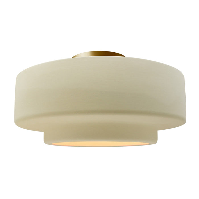 Justice Designs CER-6365-VAN-BRSS One Light Semi-Flush Mount, Vanilla (Gloss)